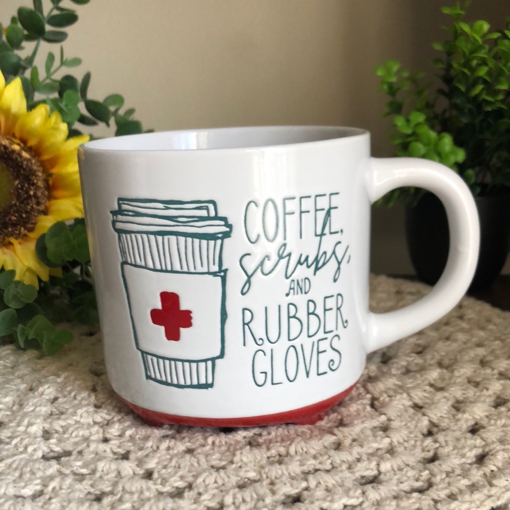 COFFEE, Scrubs, and RUBBER GLOVES Healthcare Nurses Coffee Mug